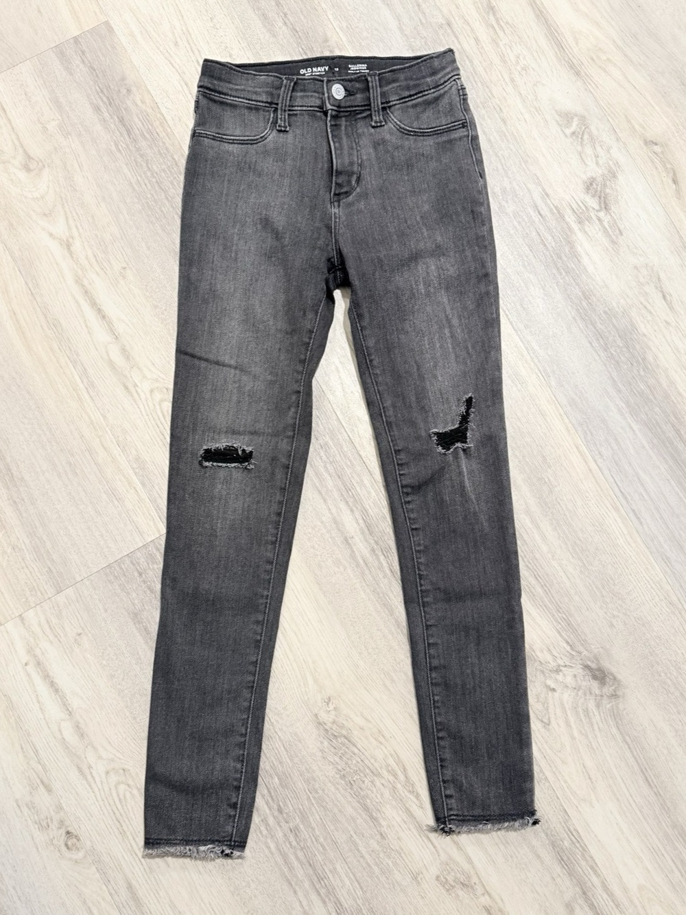 Old Navy Ballerina Jeggings Distressed Black Skinny Jeans Waist 12